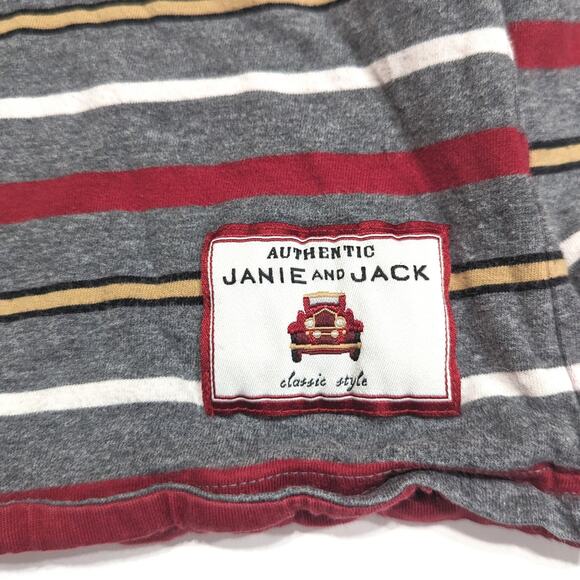 Janie and Jack Shirt Boys Size 18-24m Red Airplane Stripe Reversible Long Sleeve - Picture 5 of 8